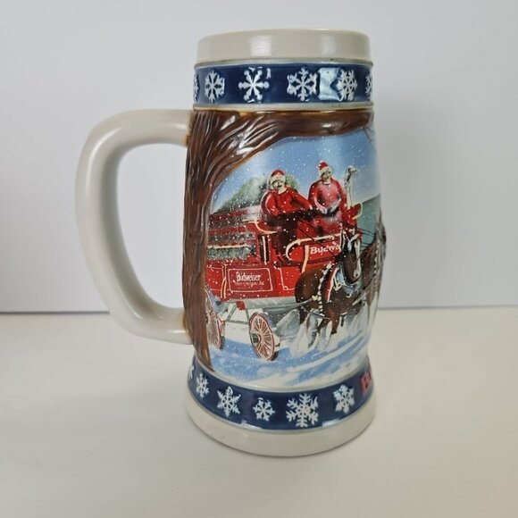 Budweiser Set 2 Christmas Beer Stein Mug Anheuser Busch 1984 & 1995 Oktoberfest - Picture 10 of 16